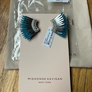 Mignonne Gavigan Mini Madeline Earrings Aqua Silver NWT